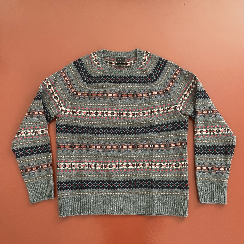 J. Crew 100% lambs wool fair isle sweater size medium